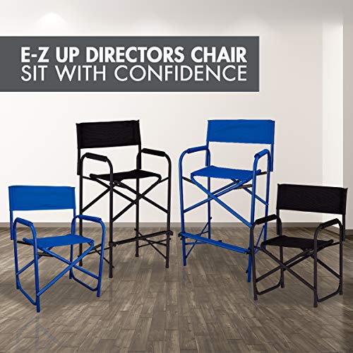 EZ UP Tall Directors Chair, Seat 31” High, Padded Armrests and Storage