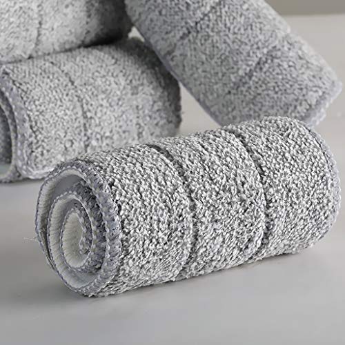 malisu Mop Floor Cleaning Kit, Microfiber Flat Mop with Bucket, Cleaning Squeeze Hand Free Floor Mop, 4 Reusable Mop Pads, Stainless Steel Handle, Extra Large, Gray