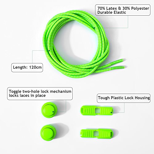 Udaily No Tie Shoelaces (pack of 4), Elastic Shoe Laces for Kids and Adults, Lock Tie Running Shoe Laces for Sneakers, Boots Board Shoes and Casual Shoes (Black+Grey+Blue+Green) - Thumbnail 4