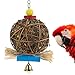 Parrot Bird Chewing Toy by PAMAGOO, Natural Rattan Ball Cage Toy Preening Toy for Bird Parrot African Greys Budgie Parakeet Cockatiel Lovebird Cage Toy