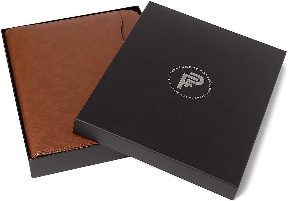 Forevermore 1.5 Inch 3 Ring Binder Portfolio with Zippered Closure and Holds 8.5" x 11" Notepad and Paper/Interview and Resume Document Organizer/Notebook (Brown) : Office Products