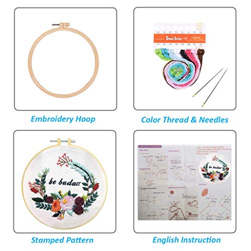 image for Louise Maelys Beginner Embroidery Kit Flower Full Range Cross Stitch w