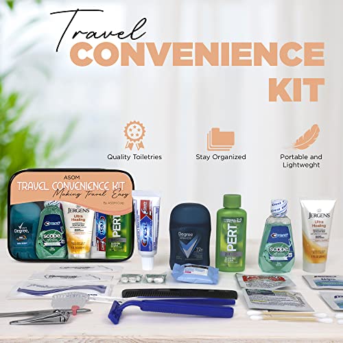 Asom Toiletry Travel Convenience Kit, Premium Personal Care Hygiene