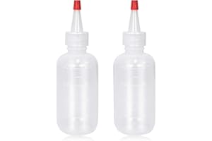 Pack of 2 Applicator Bottles with Tip, 120ml / 4oz Squeeze Bottle Transparent with Graduated, Plastic Hair Dye Bottles, Squee