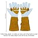 OLSON DEEPAK Grain Leather MIG Gloves with Split Leather Palm Reinforcements, Split Leather Back, Cotton Lining, Seamless Forefinger and Elastic Back (White-Golden)