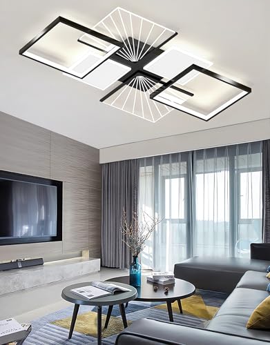 LED Ceiling Lighting Modern Rectangular Ceiling Lamps for Living Room Dimmable with Remote Control Against Recessed Ceiling Light for Living Room Bedroom Parlour (Acrylic)