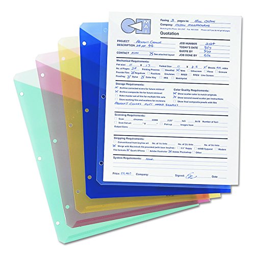 Smead Organized Up Poly Translucent Slash File Jacket, Three-Hole Punched, Letter Size, Assorted Colors, 5 per Pack (89505) - Thumbnail 3