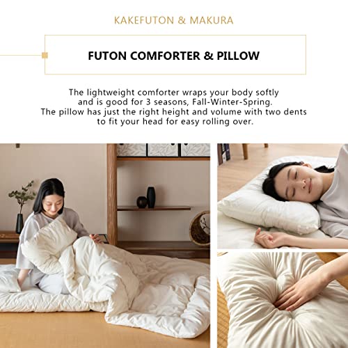 EMOOR SpaceSaving Japanese Futon Set (Futon Mattress, Comforter
