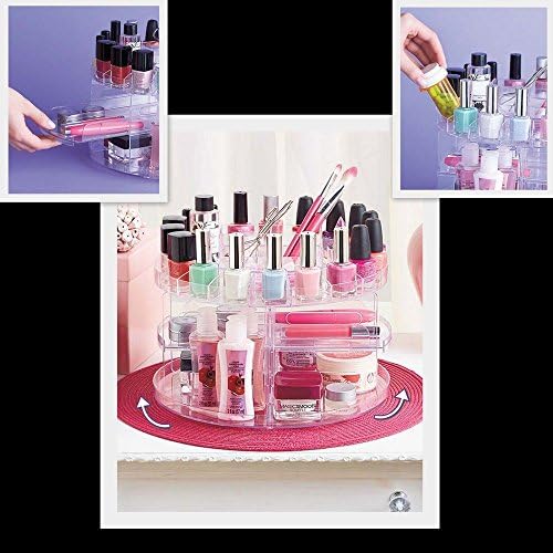 Versatile 2 Tier Spinning Cosmetic Carousel Organizer - Holds up to 200 items
