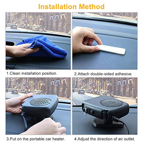 Car Heater - Portable Car Defrost Defogger 12V Auto Electronic Heater Fan Fast, 2 in 1 Heating/Cooling Function 3-Outlet, Plug Adjustable Thermostat in Cigarette Lighter Heater - Thumbnail 5
