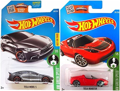 Hot Wheels Tesla Model S And Tesla Roadster Hw Green Speed 2