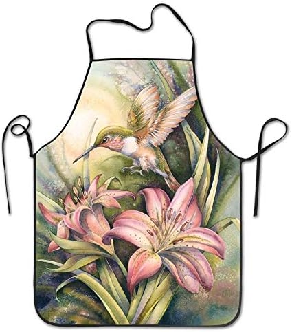 Oils Hummingbird Chef Aprons Black BBQ Personalized Aprons Intended for Teens Polyester Chef Baker Server Craftman 28.3"x20.5"