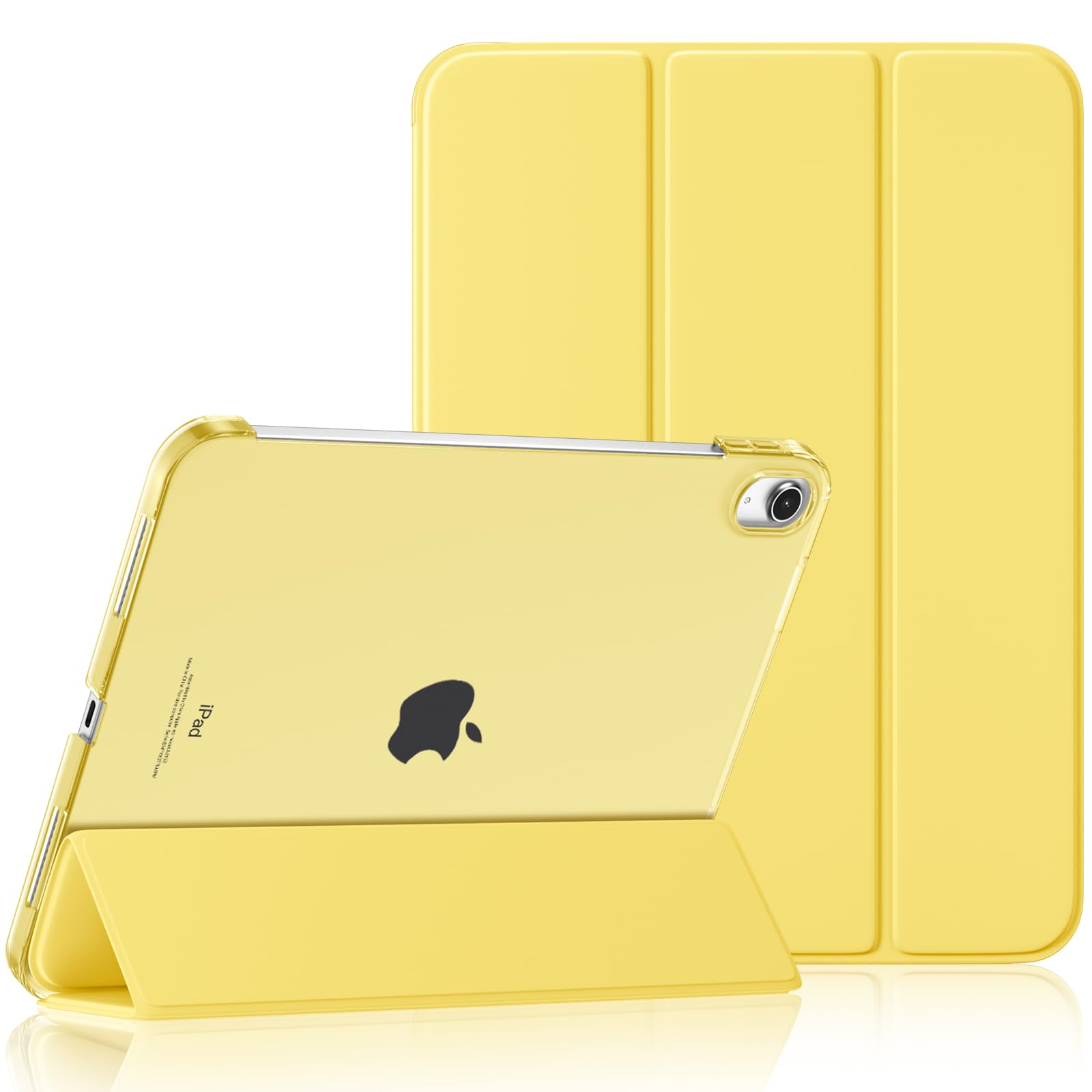 Photo 1 of Kidopire Case for iPad (A16) 11th Generation 2025 & 10th Generation 2022, 10.9 inch Case with PC Translucent Back, Protective Cover for iPad 10th/11th Gen, Support Touch ID, Auto Wake/Sleep, Yellow