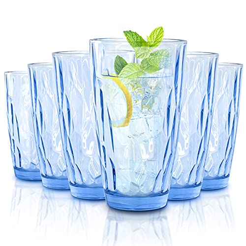 CREATIVELAND Highball Glass Tumbler Light Blue Set of 6, for Water
