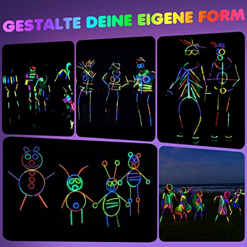 Barras Luminosas, 100 Pulseras Luminosas Fluorescentes y 100 Conectores, Neon Kits para Crear Pulseras y Collares, Fiesta Nochevieja Navidad Boda Cumpleaños Decoracion Regalo para Niños Adultos