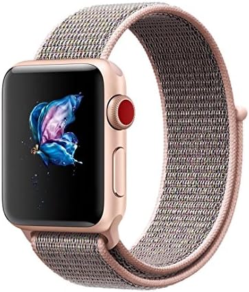 Hirotech Apple Watch Band, New Magic Nylon Sport Loop Band With Hook Fastener Adjustable Classical Wrist Strap Replacement Band for iWatch Apple Watch Series 1/2/3 (Pink Sand, 38 mm)