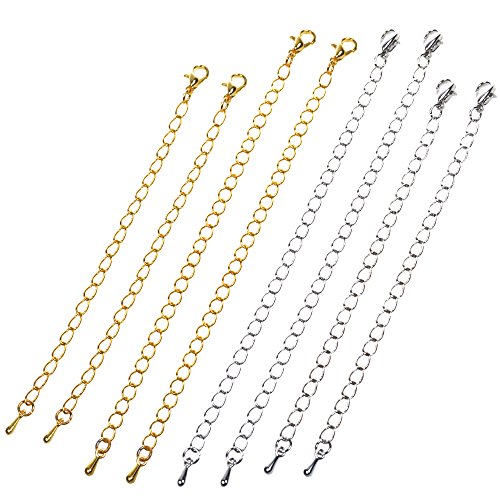 UPC 702646822205, BCP 8pcs Silver Gold Color Necklace Bracelet Chain Extender (4.0&quot;-4.7&quot;) for Jewelry Necklace Bracelet