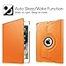 Fintie iPad Case - 360 Rotating Stand Cover with Auto Sleep/Wake for iPad 9.7 inch (2018/2017, Air 2, Air, Pro) - Orange, Faux Leather, Hard Shell, Portable Use