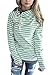 Minipeach Women's Double Hooded Cotton Striped Sweatshirt Funnel Neck Banded Bottom Casual Pullover Loose Coat with Pocket