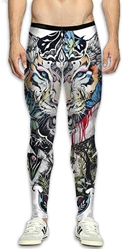DOPPYENG Menfs Compression Pants Baselayer Running, Cycling, Sports, Training, Weightlifting Tights Art Tiger 3D Print Fitness Sports Tight Leggings