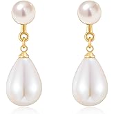 TONLUYAX Big Pearl Earrings for Women Chunky Baroque Pearl Freshwater Pearls Earrings Wedding Dangling Jewelry