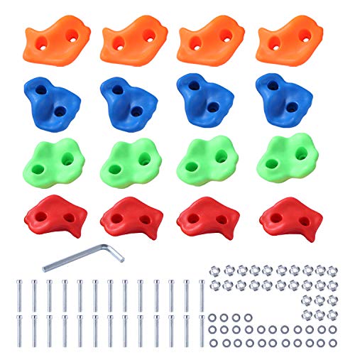 RedSwing 12 Rock Climbing Holds for Kids Adult, Rock Wall Holds, Climbing Rock Wall Grips for Indoor Outdoor Swing Set Playground with Mounting Hardware