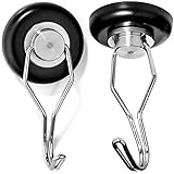 100 lbs Magnetic Hooks Heavy Duty Magnets - Key Holder Grill Apron Hanger Refrigerator Magnet Hangers Holders (2 Black Stainless Steel Hook Set)