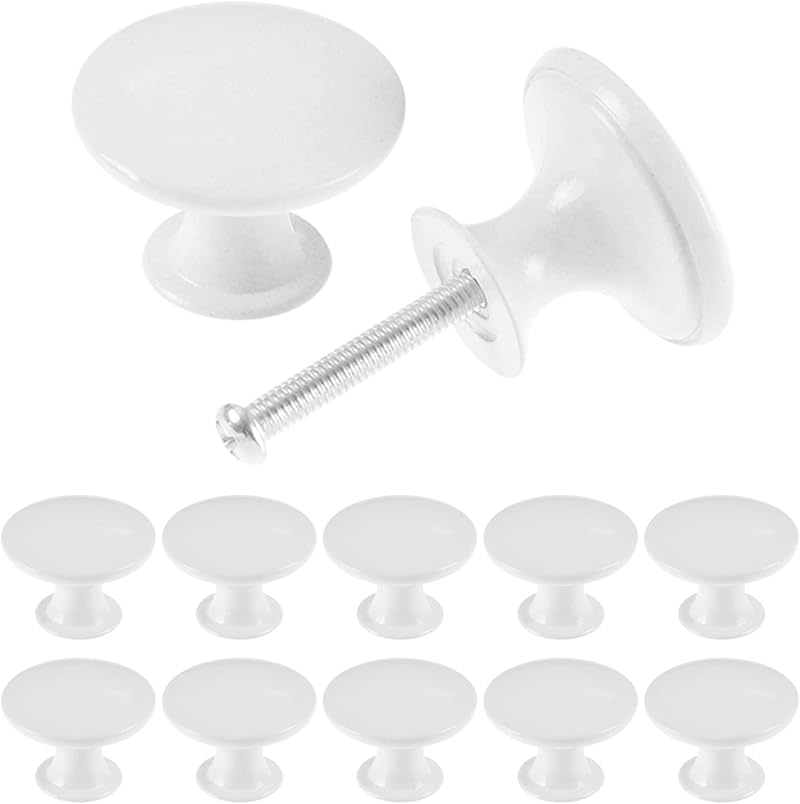TsunNee 24Pcs Vintage Cabinet Knobs 30mm Round Zinc Alloy White Bronze
