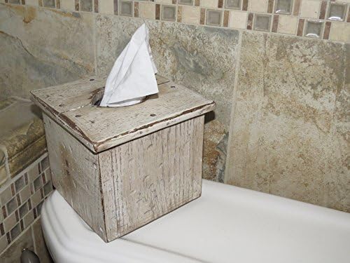 Hickory Mountain Furniture Barnwood Tissue Box Cover - Square - Antique White