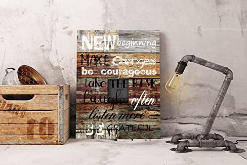 NEW BEGINNING BE COURAGEOUS INSPIRATIONAL Office Wall Art Quote Women Themed Wall Decor Motivational Canvas Prints Framed Wall Art for Bathrooms Motivational Modern Office Decor Canvas Art Wall Decor