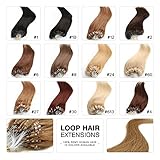 Fabwigs Micro Loop Ring Human Extensions - 18 20 22 Inch 100pcs 50g Set - Silky Straight Loop Weft Human Remy Hair (12 Colors Available)