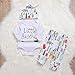 Mekilyn 3Pcs Baby Boy Girls Little Brother Arrow Romper Bodysuit+Long Cartoon Animal Pant+Hat Outfit (0-6Months, White)