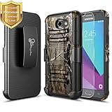 Galaxy J3 Luna Pro Case, Galaxy J3 Eclipse Case, Galaxy J3 Mission Case with [Tempered Glass Screen Protector], NageBee [Heavy Duty] Shock Proof [Belt Clip Holster Kickstand] Combo Case -Camo