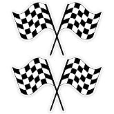 2pc Racing-Themed Vinyl Checkered Flag Car Decal Stickers, 5.91''x3.54''- Waterproof &amp; Weatherproof Decals, for Car Windows, Bumpers, Eexterior Decorative Accessories | CZ33