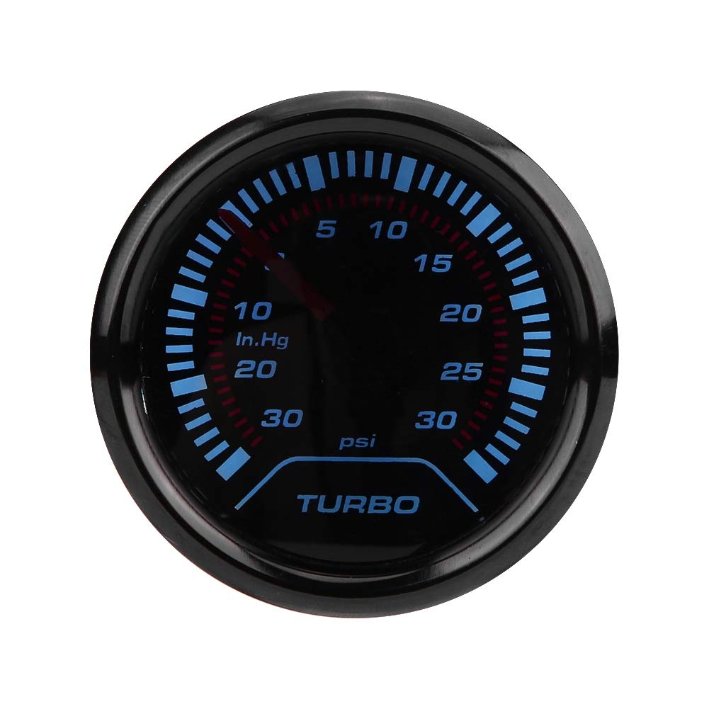 Turbo Boost Gauge, Universal 52mm Car Smoke Dial Face Turbo Boost Turbocharged Pressure Gauge
