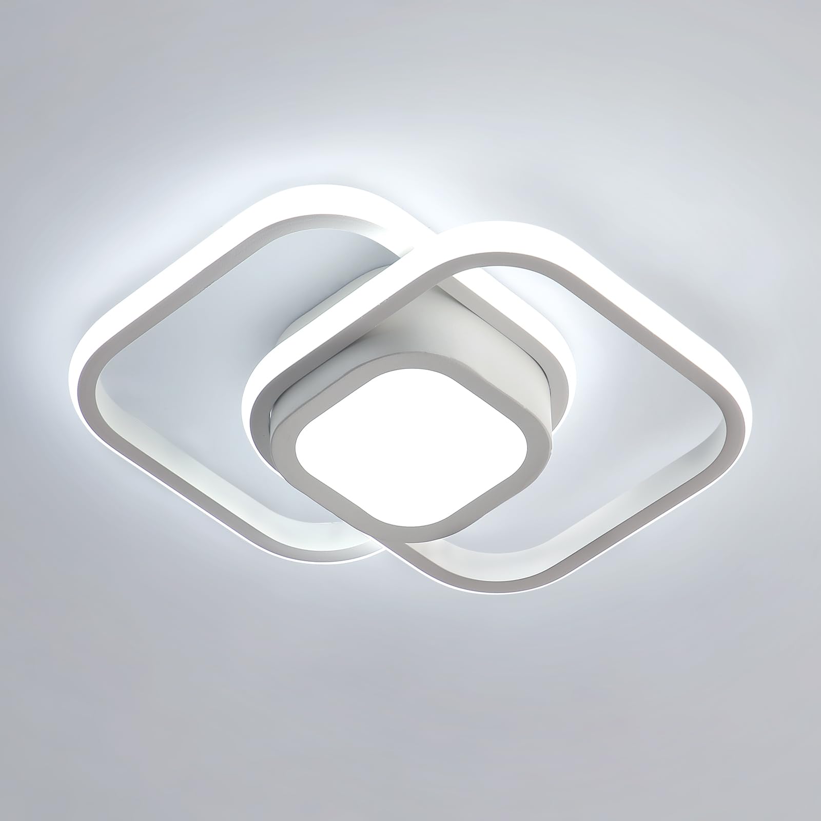 Dorlink LED Ceiling Light, White Square Modern LED Ceiling Lighting, 32W 6500K Cool Light Acrylic Aluminum Light Fittings Ceilings for Hallway, Living Room, Kitchen, Bedroom, Aisle