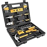 DEKOPRO 65 Piece Tool Set General Household Hand Tool Kit with Plastic ToolBox Storage Case