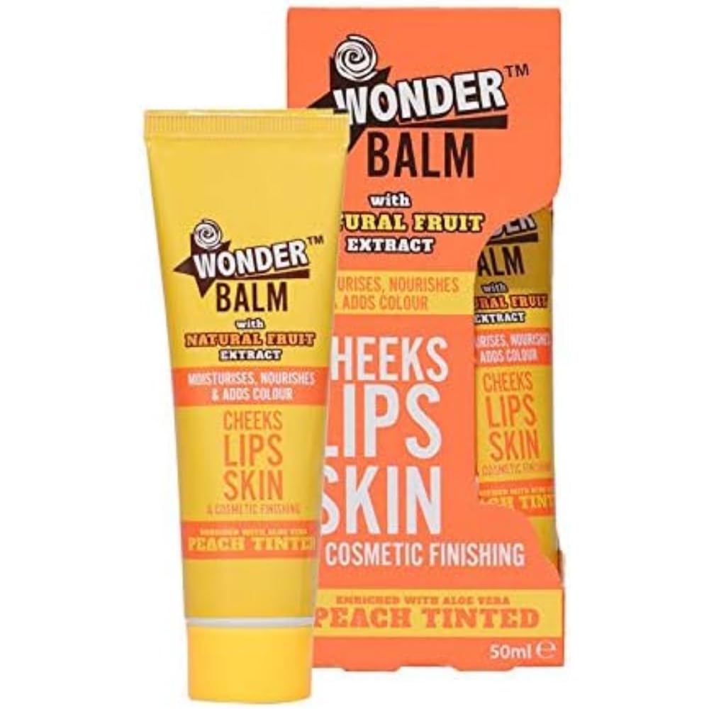 Wonder Balm - Hand Balm/Cream for Lips, Hands and Nails - enriched with Aloe Vera - Peach Tinted 50ml