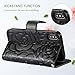 FLYEE Case Compatible with iPhone Xs Max(6.5 inch,2018 Release),Wallet Case for Women and Girls with Card Holder,PU Flip Wallet Leather Card Slots and Detachable Wrist Strap-Embossed Flowers Black