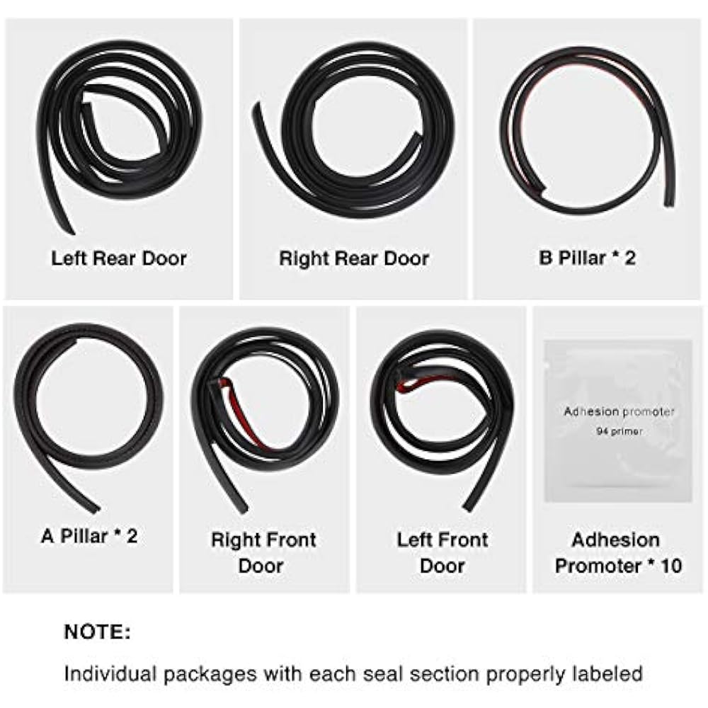 Door Seal Kit For Tesla Model 3 Y, Self-Adhesive Rubber Weatherstrip
