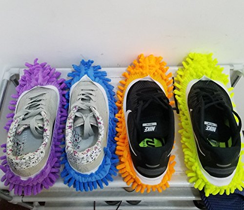 image for M-jump 8 PCS 4 Pairs duster Mop Slippers Shoes Cover , Multi Function 