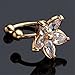JOVIVI® 2pc CZ Crystal U-shaped Flower Horseshoe Bar Clip On Ear Stud Cuff Earrings Cartilage Gift (Golden)
