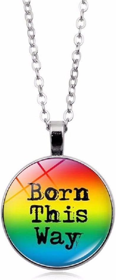 Rainbow LGBT Lesbian Gay Pride Jewelry Pendant Necklace with Chain Gift for Men/Women (Born This Way)