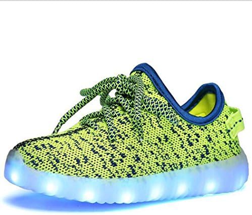 Modelshow Boys Girls USB Charging 7 Colors LED Luminous Knit Sneakers Fashion Light Shoes