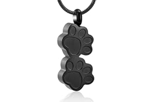 MEMORIAL JEWELRY Pet Urns For Dogs/Cats - Pet Urn - Pet Ashes Necklace - Paw Print Urn Necklace with Mini Keepsake Urn Memorial Ash Jewelry