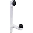 Westbrass 493244H-62 12" & 4" Bath Waste & Overflow Assembly with Tip-Toe Drain Plug and Illusionary Faceplate-SCH. 40 PVC Pipe, 1-Pack, Matte Black