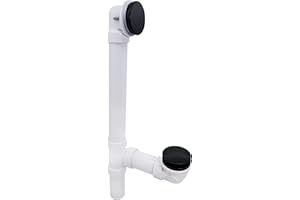 Westbrass 493244H-62 12" & 4" Bath Waste & Overflow Assembly with Tip-Toe Drain Plug and Illusionary Faceplate-SCH. 40 PVC Pipe, 1-Pack, Matte Black