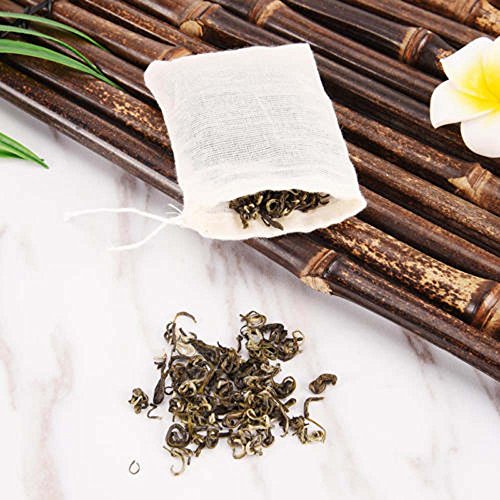 ISKYBOB 24 Pack Mini Reusable Tea Filter Bags Soup Bag,Empty Cotton Drawstring Tea Infuser for Loose Leaf Tea (2.36 x 3.15'')