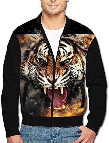 Magical Tiger Roaring Men's Casual Long Sleeve Full Zip Up Jacket Lightweight Jackets Coat With Pockets For Youth Boys