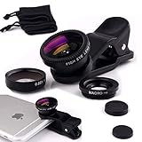 Happycamping Cellphone Lens Kit 180 Degree Fish Eye Lens+0.67X Wide Angle+10X Macro Lens 3 in 1 Camera Lens for iPhone 6 / 6 Plus, iPhone 5 5S 4 4S Samsung Blackberry Black